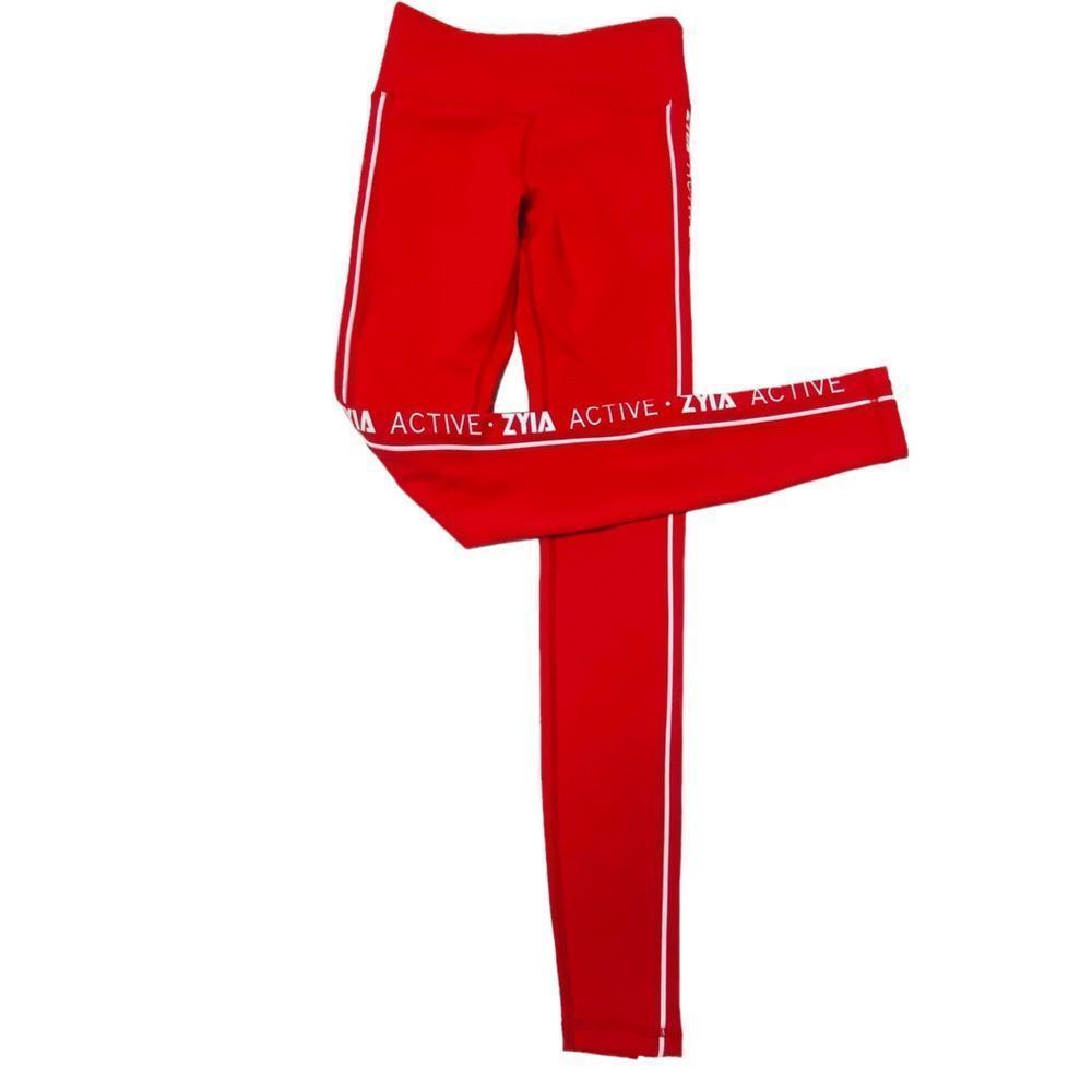 ZYIA Red Active LNT LOGO High Rise Leggings Sz 2 Yoga Outdoor